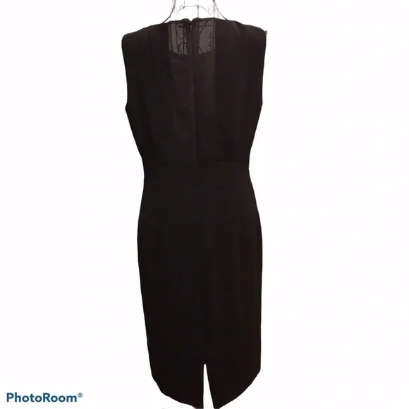 Lafayette 148 New York Faux Leather Inserts Sheath Dress - Picture 3 of 13